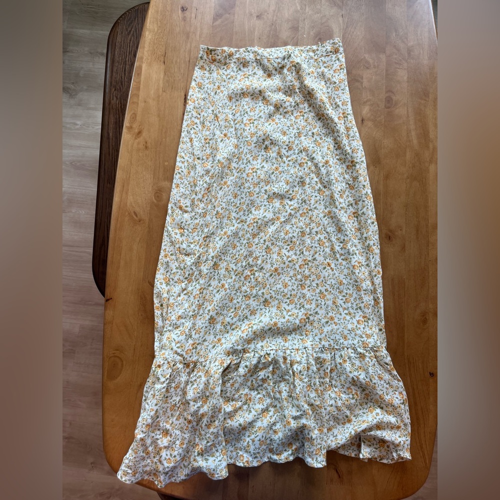 Reformation Yellow Floral Long Skirt in Lima